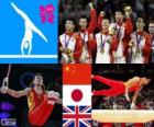 Γυμναστική ανδρών ομάδα προσωπικού είν πόντιουμ, Κίνα, Ιαπωνία και Ηνωμένο Βασίλειο - London 2012-